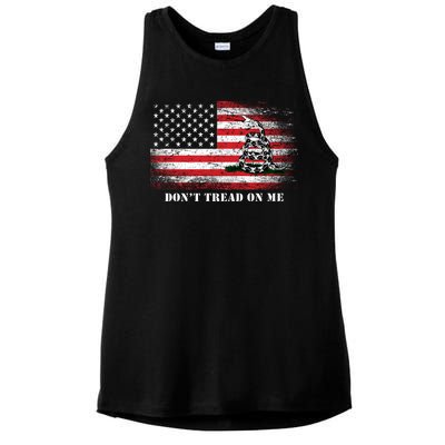 USA Vintage Flag Don't Tread On Me Ladies PosiCharge Tri-Blend Wicking Tank