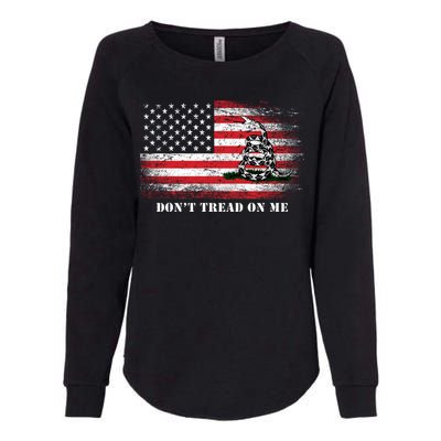 USA Vintage Flag Don't Tread On Me Womens California Wash Sweatshirt