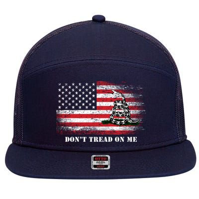 USA Vintage Flag Don't Tread On Me 7 Panel Mesh Trucker Snapback Hat