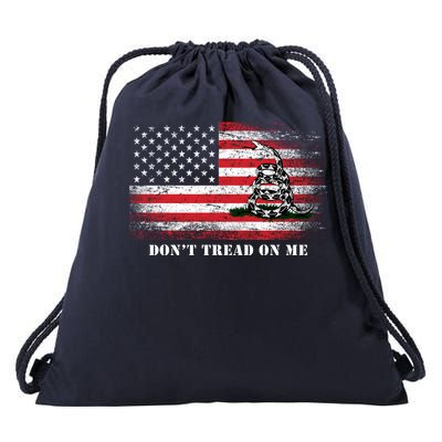 USA Vintage Flag Don't Tread On Me Drawstring Bag