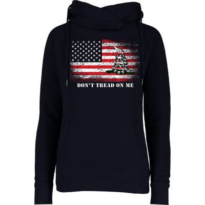 USA Vintage Flag Don't Tread On Me Womens Funnel Neck Pullover Hood