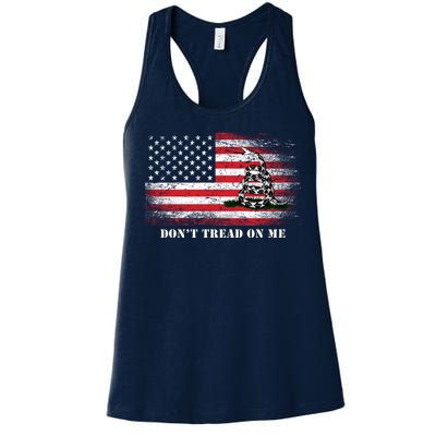 USA Vintage Flag Don't Tread On Me Women's Racerback Tank