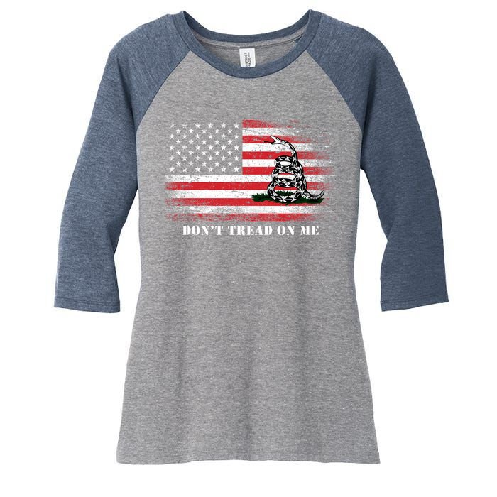 USA Vintage Flag Don't Tread On Me Women's Tri-Blend 3/4-Sleeve Raglan Shirt