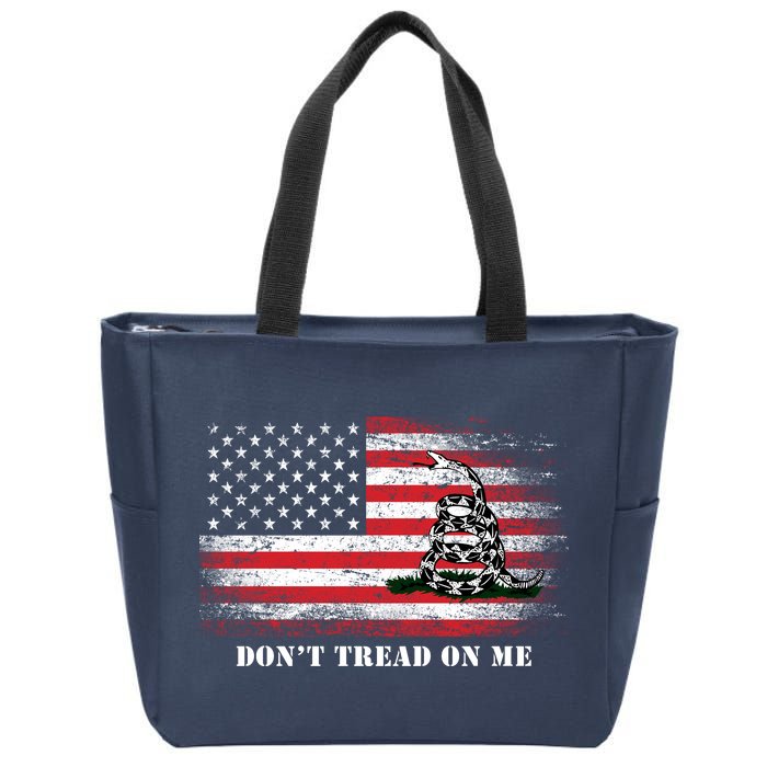 USA Vintage Flag Don't Tread On Me Zip Tote Bag