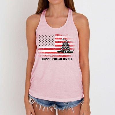 USA Vintage Flag Don't Tread On Me Women's Knotted Racerback Tank