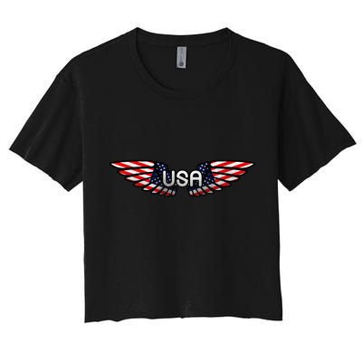 USA Wing Crest Logo Crop Top
