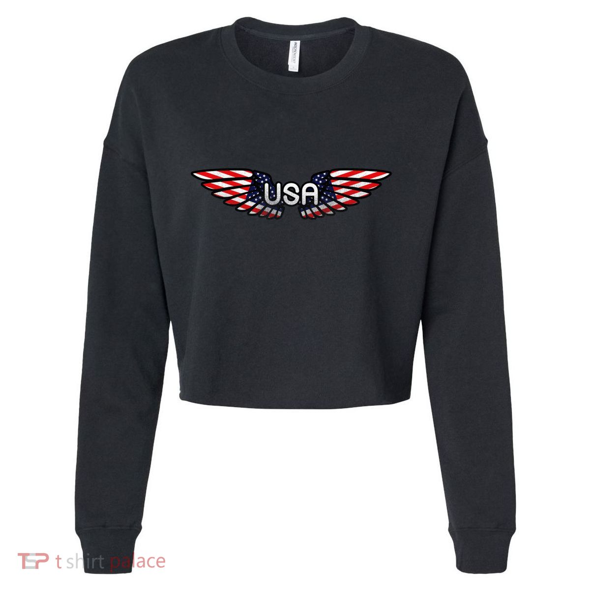 USA Wing Crest Logo Cropped Pullover Crew