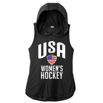 USA Women's Hockey Winter Sports Games Ladies PosiCharge Tri-Blend Wicking Draft Hoodie Tank