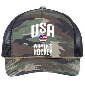 USA Women's Hockey Winter Sports Games Retro Rope Trucker Hat Cap