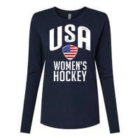 USA Women's Hockey Winter Sports Games Womens Cotton Relaxed Long Sleeve T-Shirt