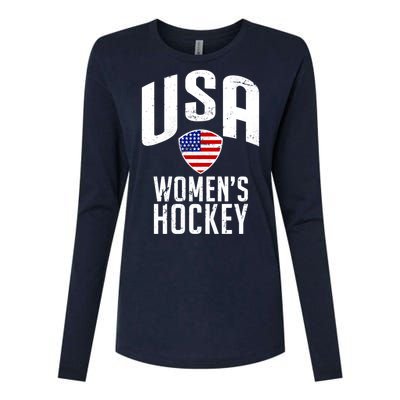 USA Women's Hockey Winter Sports Games Womens Cotton Relaxed Long Sleeve T-Shirt