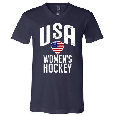 USA Women's Hockey Winter Sports Games V-Neck T-Shirt