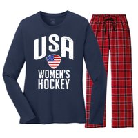 USA Women's Hockey Winter Sports Games Women's Long Sleeve Flannel Pajama Set 