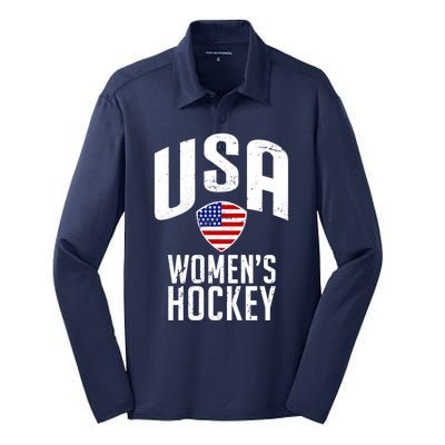 USA Women's Hockey Winter Sports Games Silk Touch Performance Long Sleeve Polo