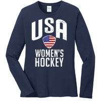 USA Women's Hockey Winter Sports Games Ladies Long Sleeve Shirt