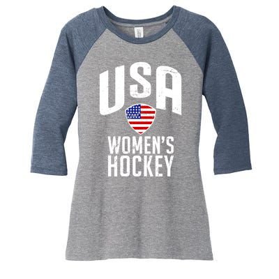 USA Women's Hockey Winter Sports Games Women's Tri-Blend 3/4-Sleeve Raglan Shirt