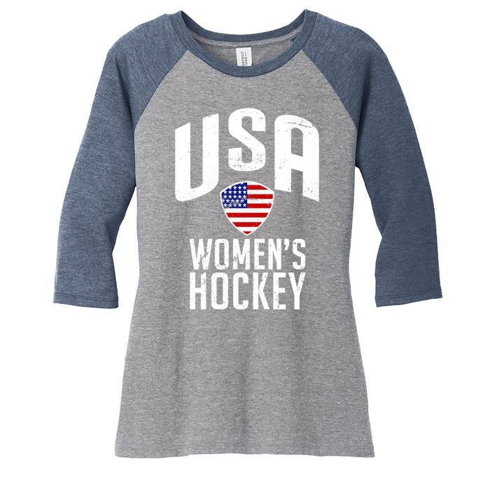 USA Women's Hockey Winter Sports Games Women's Tri-Blend 3/4-Sleeve Raglan Shirt