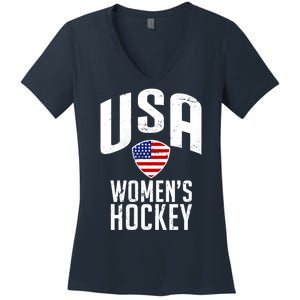 USA Women's Hockey Winter Sports Games Women's V-Neck T-Shirt