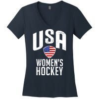 USA Women's Hockey Winter Sports Games Women's V-Neck T-Shirt