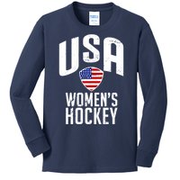 USA Women's Hockey Winter Sports Games Kids Long Sleeve Shirt