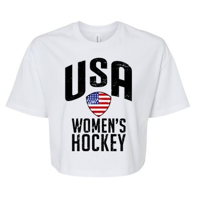 USA Women's Hockey Winter Sports Games Bella+Canvas Jersey Crop Tee