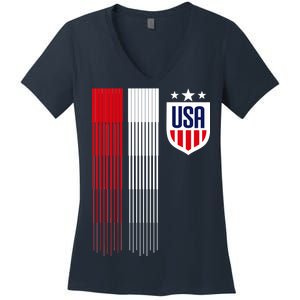 USA Women's Soccer Women's V-Neck T-Shirt