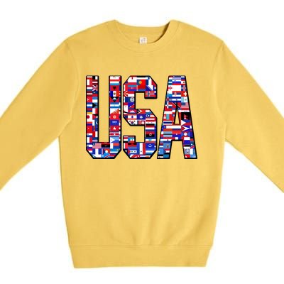 USA World Flags Pattern Premium Crewneck Sweatshirt