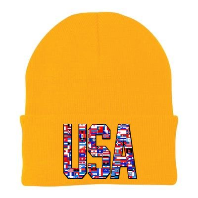 USA World Flags Pattern Knit Cap Winter Beanie