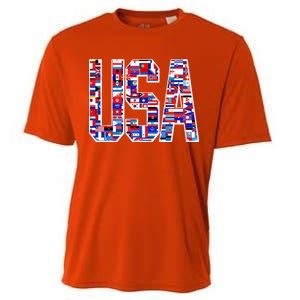 USA World Flags Pattern Cooling Performance Crew T-Shirt