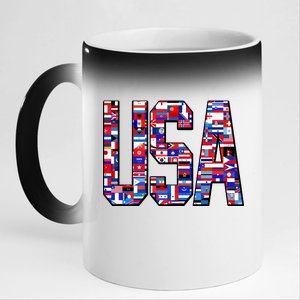 USA World Flags Pattern 11oz Black Color Changing Mug