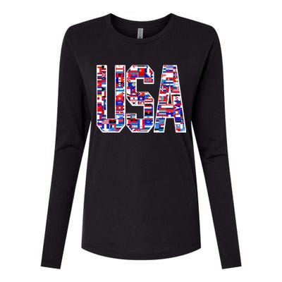 USA World Flags Pattern Womens Cotton Relaxed Long Sleeve T-Shirt