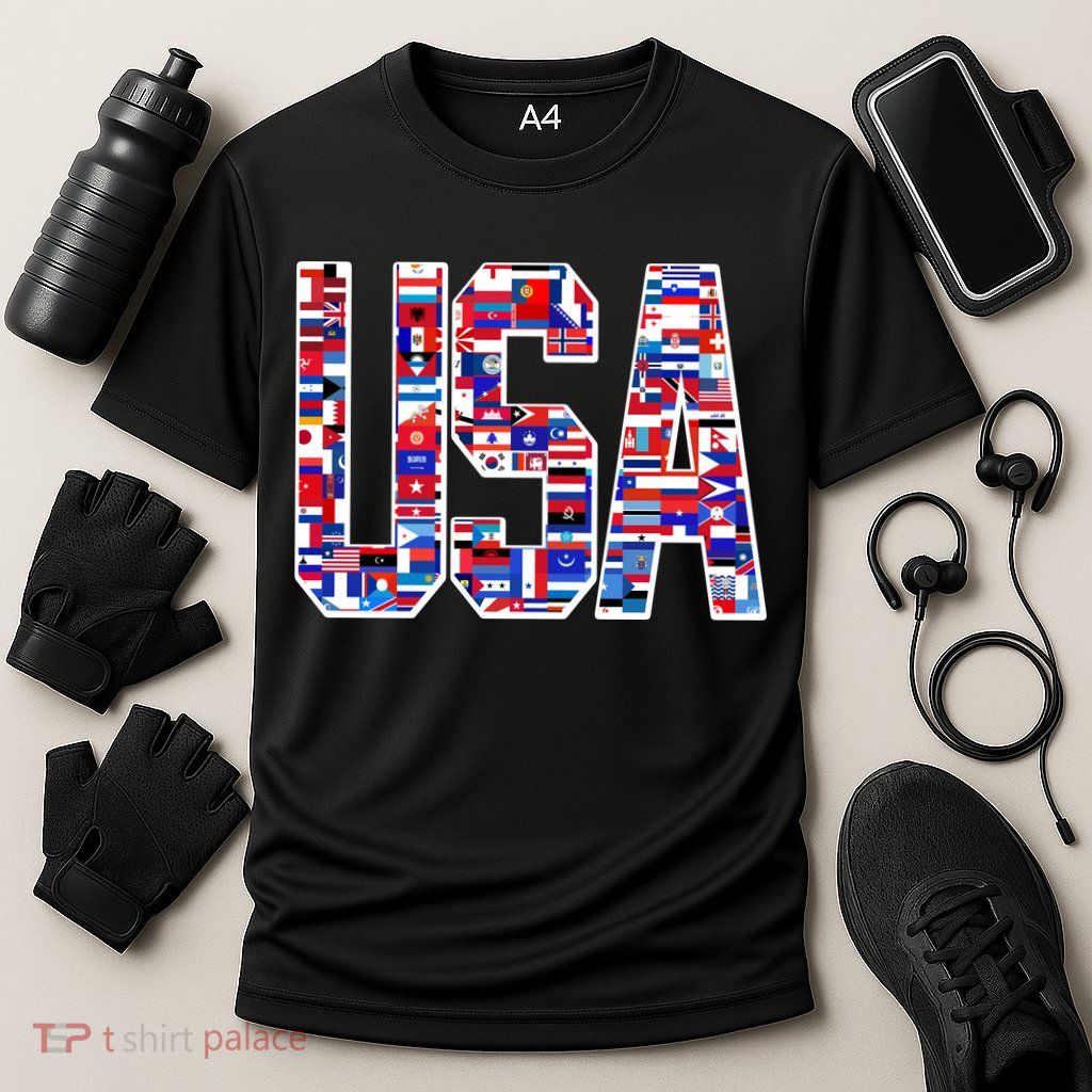 USA World Flags Pattern Performance Shirt