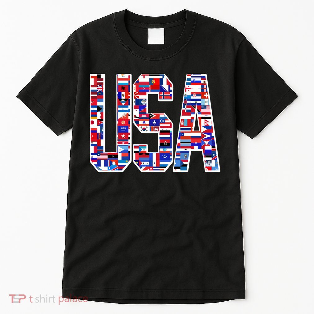 USA World Flags Pattern Tall T-Shirt