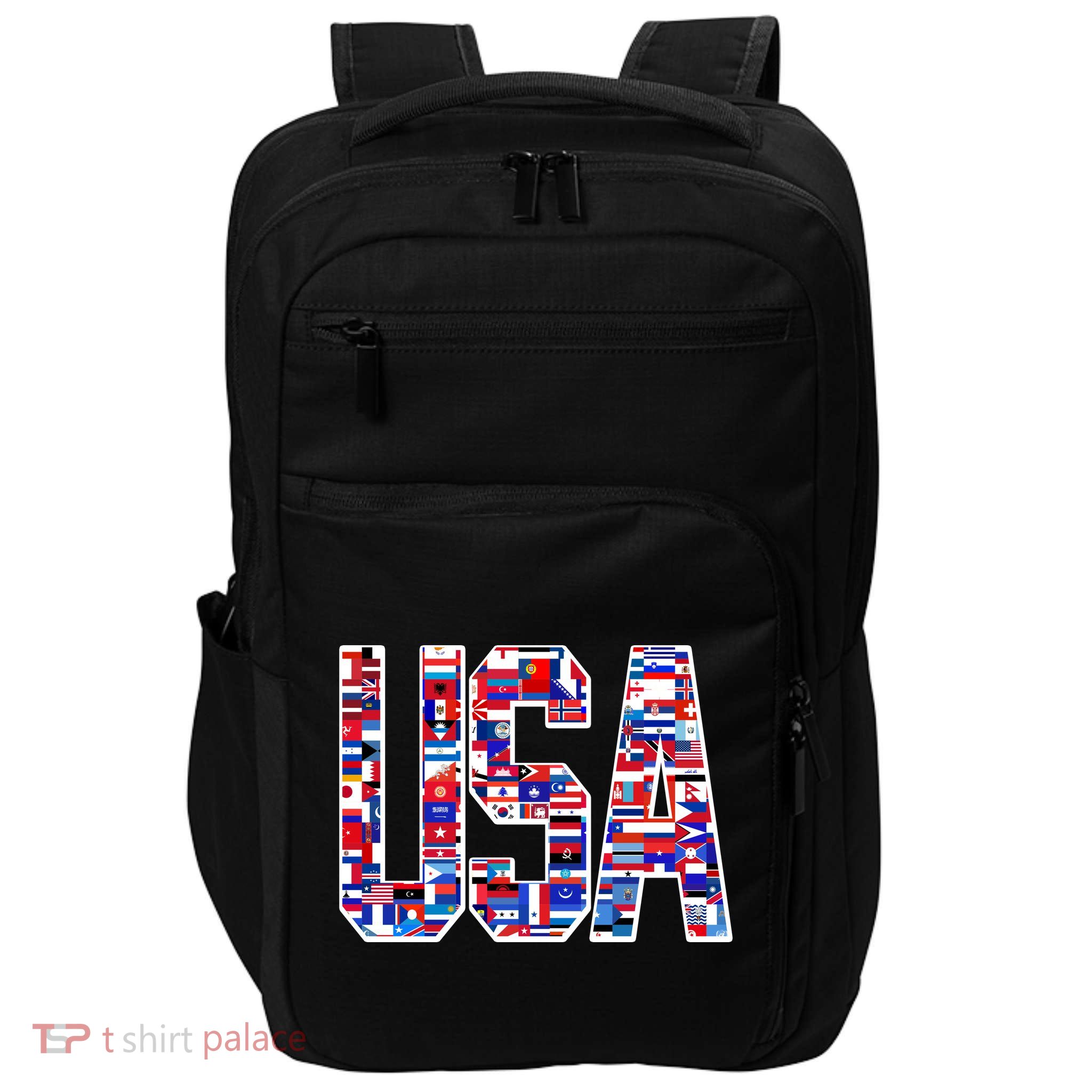 USA World Flags Pattern Impact Tech Backpack