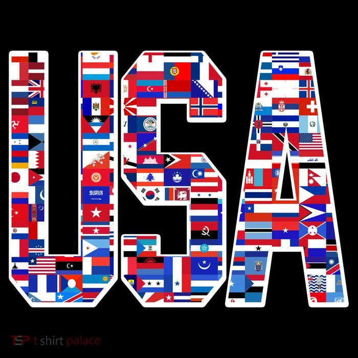 USA World Flags Pattern Button