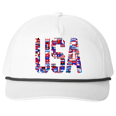 USA World Flags Pattern Snapback Five-Panel Rope Hat