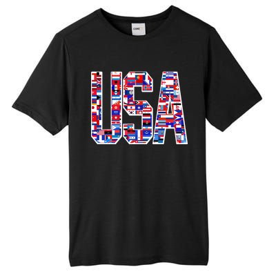 USA World Flags Pattern Tall Fusion ChromaSoft Performance T-Shirt