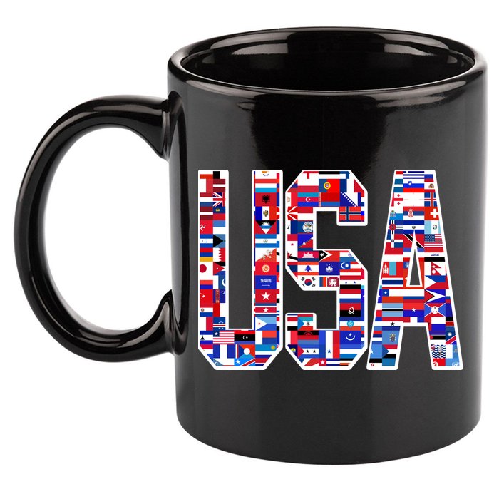 USA World Flags Pattern 11oz C Handle Ceramic Mug