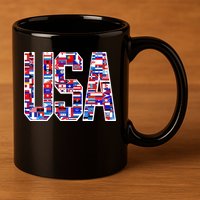 USA World Flags Pattern 11oz C Handle Ceramic Mug