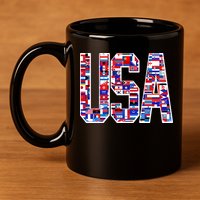 USA World Flags Pattern 11oz C Handle Ceramic Mug