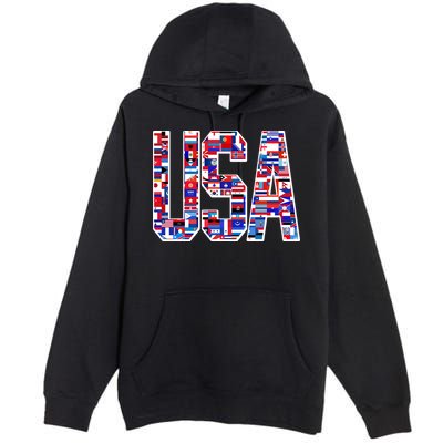 USA World Flags Pattern Premium Pullover Hoodie