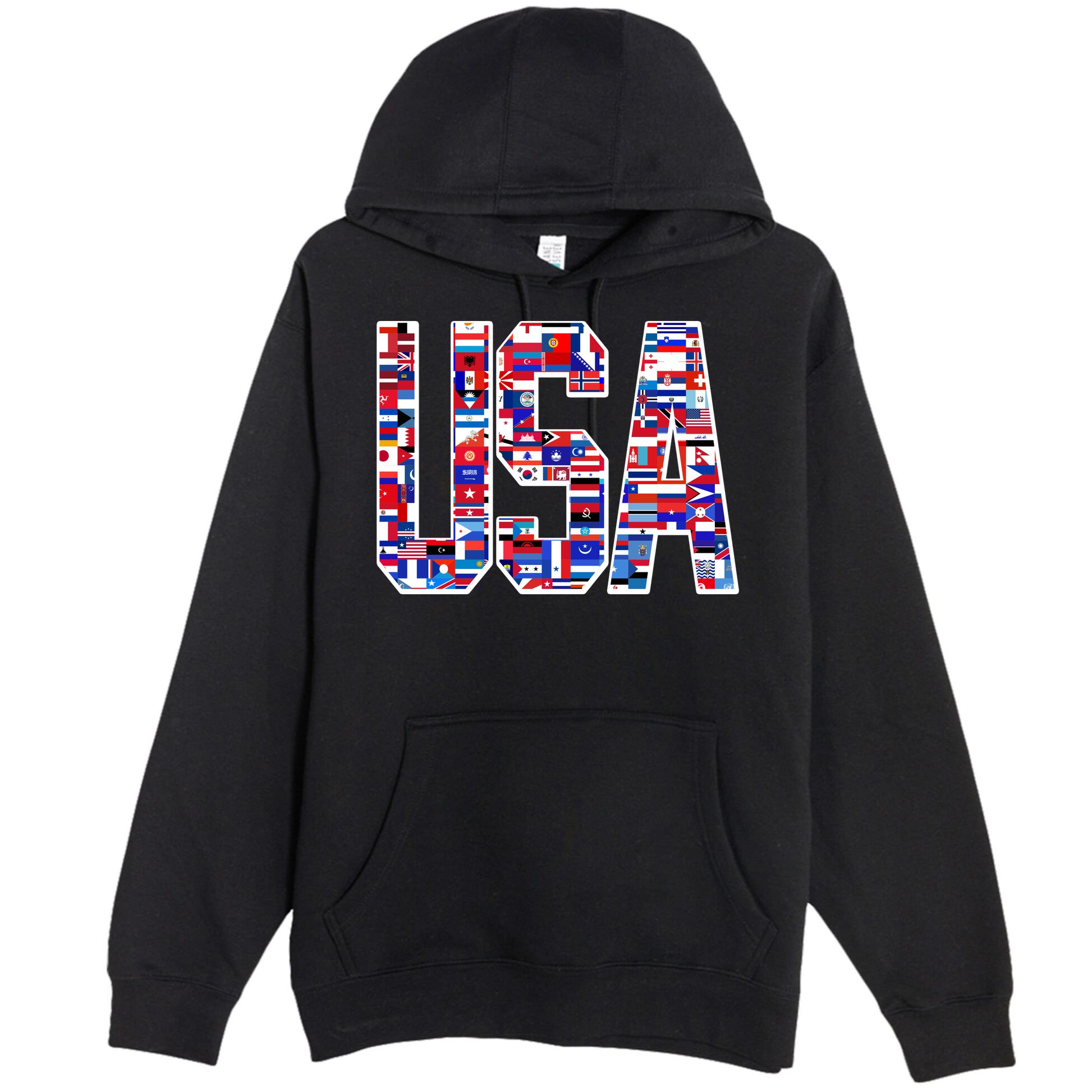 USA World Flags Pattern Premium Pullover Hoodie