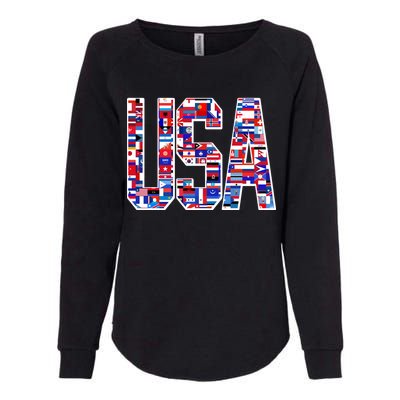 USA World Flags Pattern Womens California Wash Sweatshirt