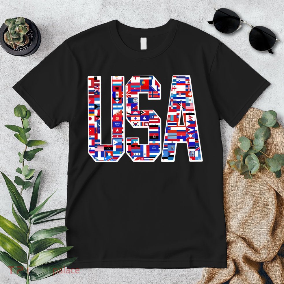USA World Flags Pattern Premium T-Shirt