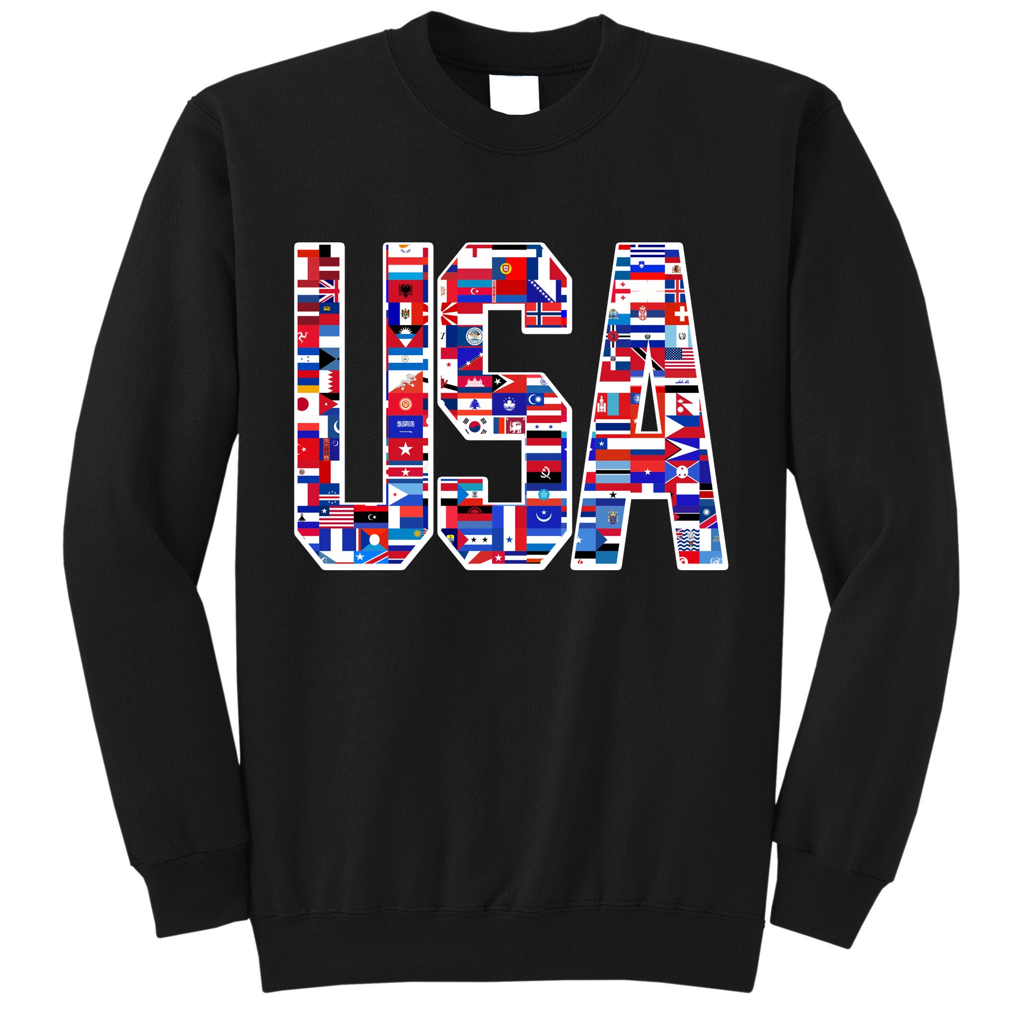 USA World Flags Pattern Tall Sweatshirt