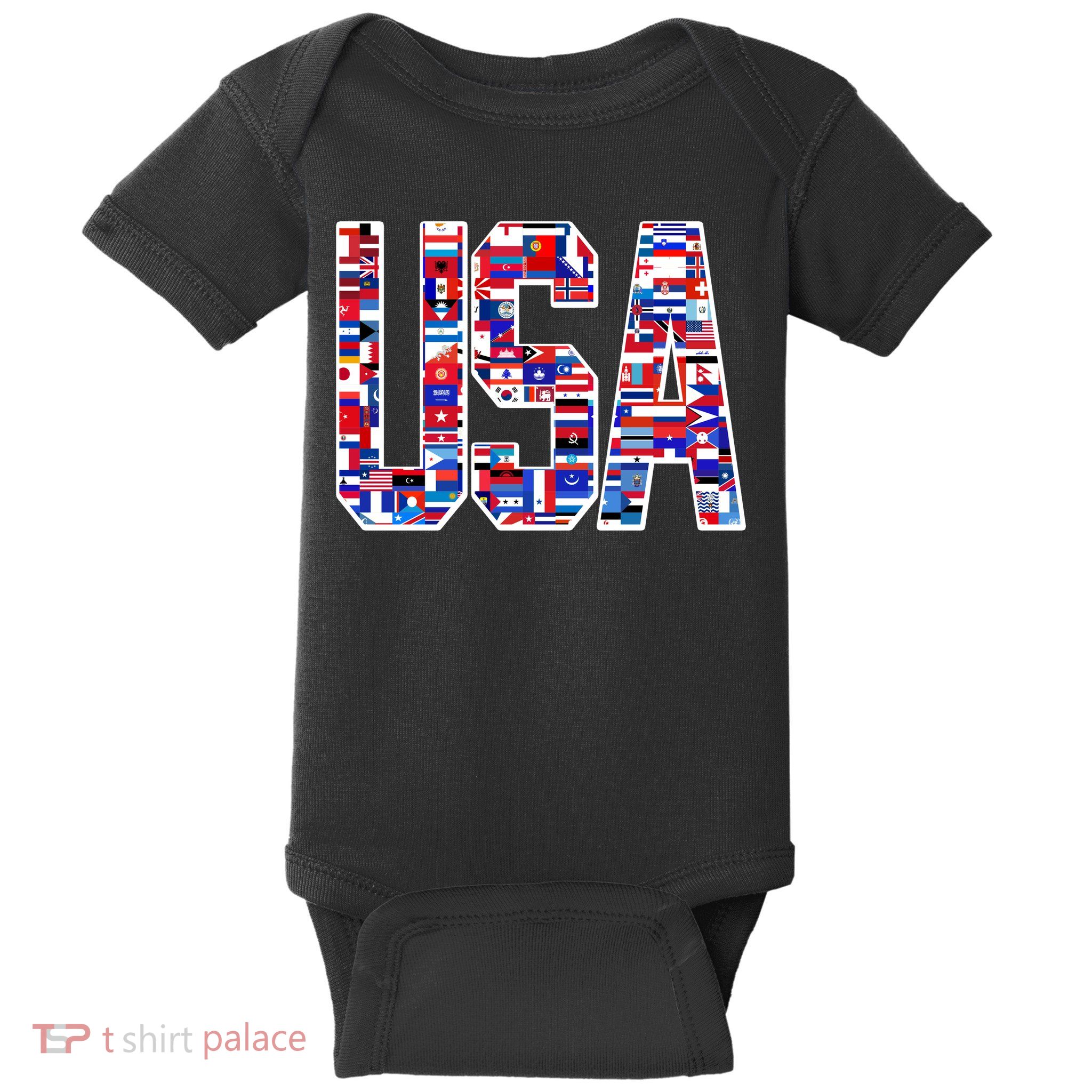 USA World Flags Pattern Baby Bodysuit