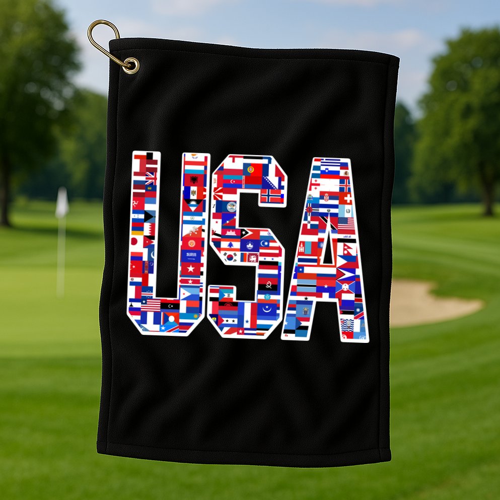 USA World Flags Pattern Golf Towel