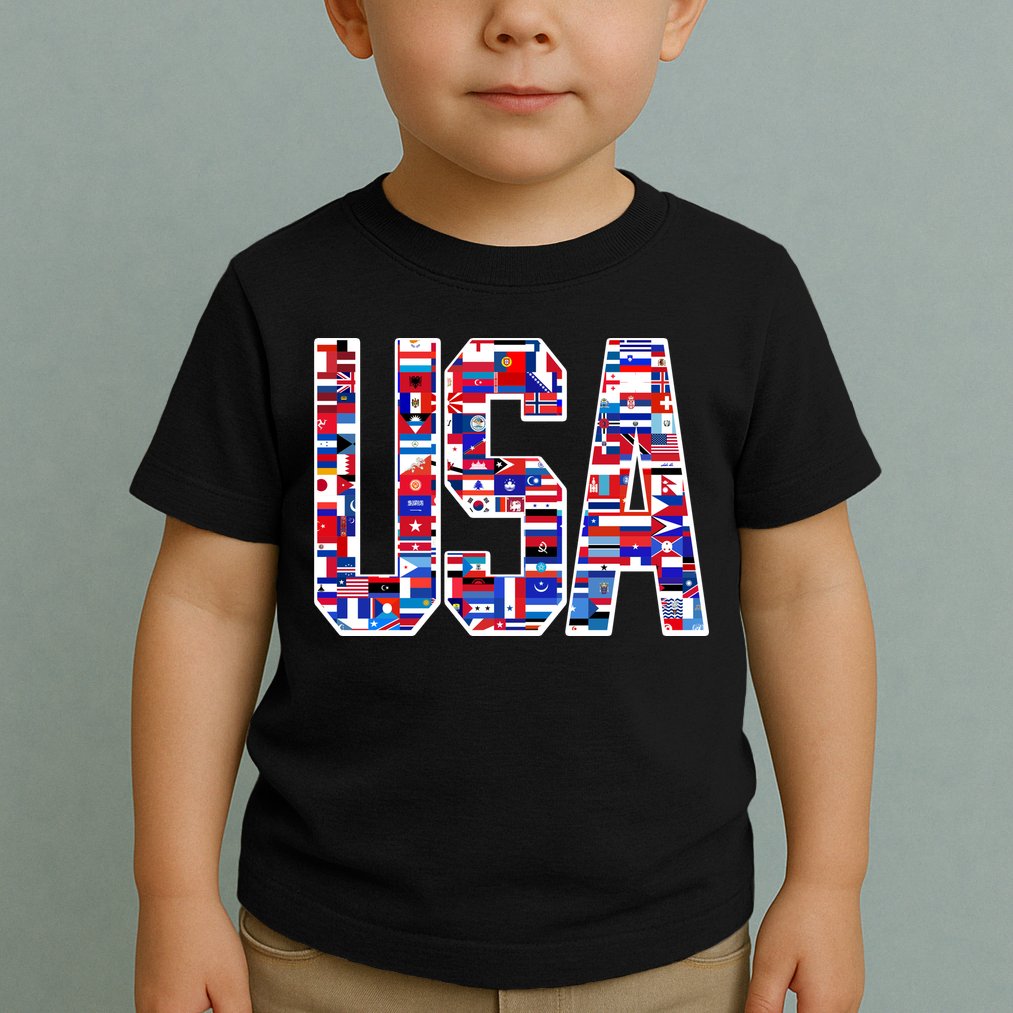 USA World Flags Pattern Toddler T-Shirt
