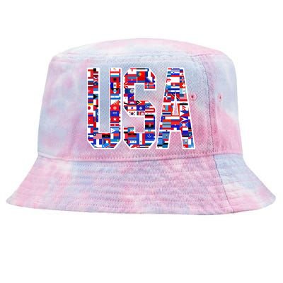 USA World Flags Pattern Tie-Dyed Bucket Hat