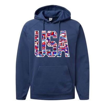 USA World Flags Pattern Performance Fleece Hoodie